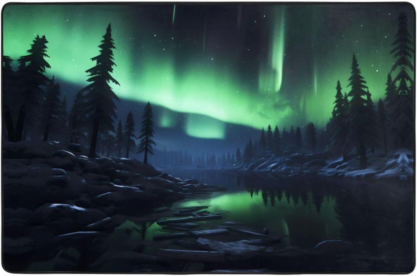 Northern Lights Printed Anti-Slip Floor mat Carpet Rug 72"x48" for Living Room Office Coffee Table Bed Balcony