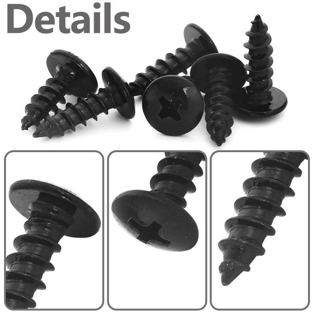 SHUNCHG 20 Pcs Black M5 x 50mm Self Tapping Wood Screws Carbon Steel Mushroom Round Flanged Head Fasteners Drilling Screw - Image 3