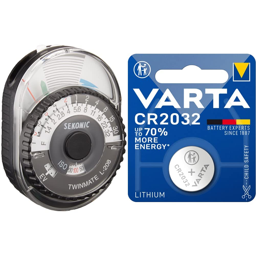 Sekonic Se L-208 Twinmate - Fotómetro + Varta Cr2032 - Pila De Botón De Litio De 3 V, 1 Unidad