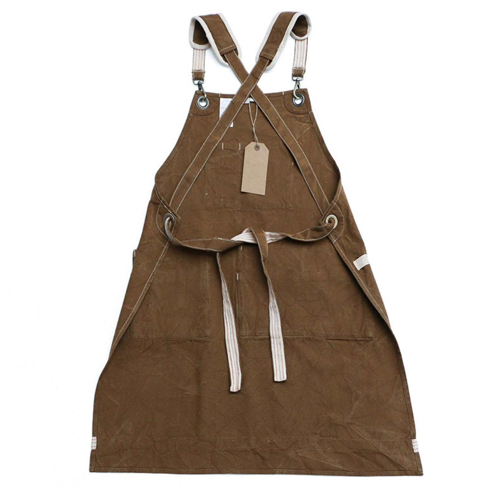 Tablier D'Atelier Robuste en Toile de Coton Pour Hommes – ModèLe Multi-Poches RéSistant à L'Eau Avec Bretelles Croisées Dans Le Dos