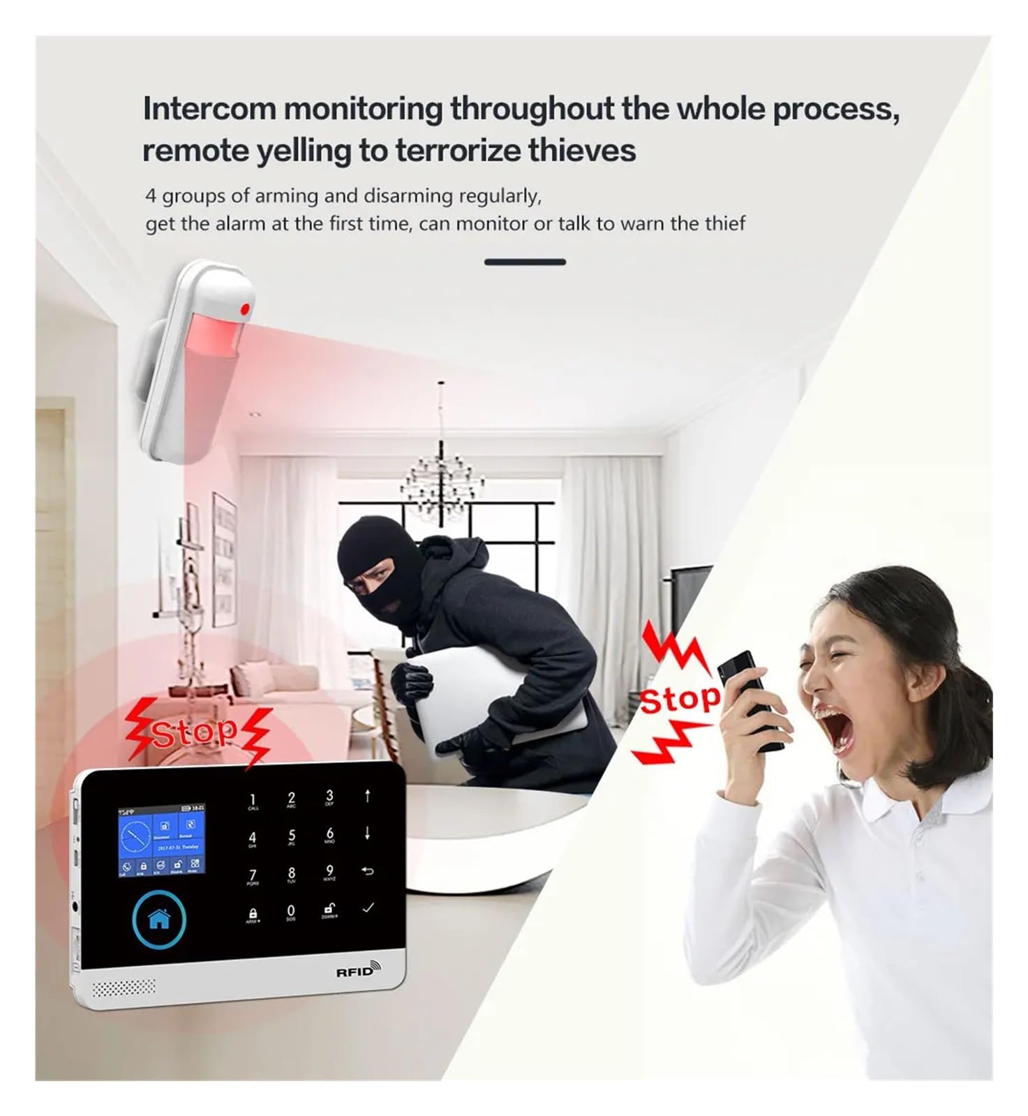 Di Allarme Sicurezza Domestica WIFI GSM Con Tastiera Wireless E Sensore Movimento Antifurto TUYA APP Telecomando Smart Kit Monitoraggio Remoto(K)