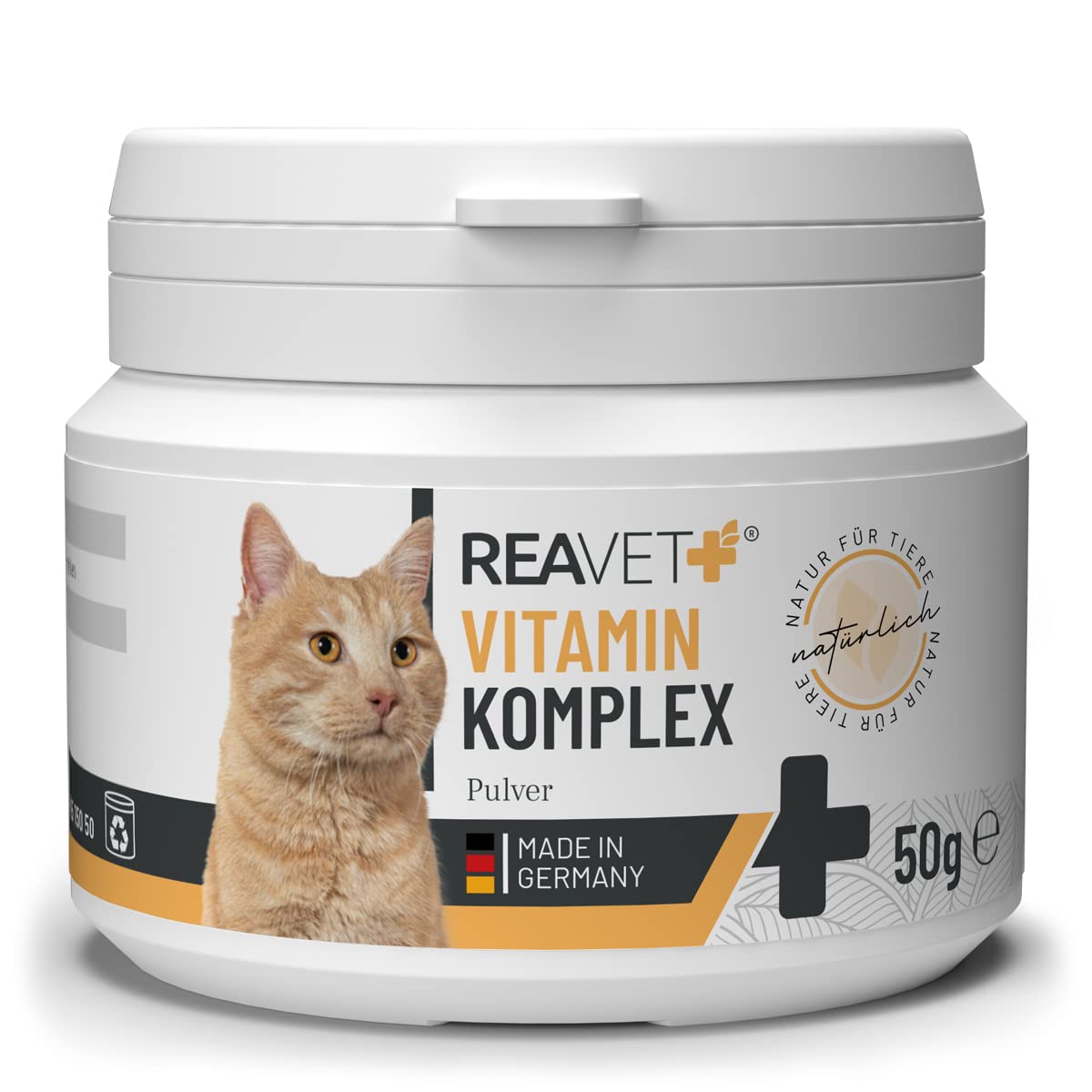 ReaVET Complejo de vitaminas 50 g, vitaminas B para gatos, vitaminas para gatos, polvo multivitamínico para gatos, puramente natural, ideal como aditivo Barf