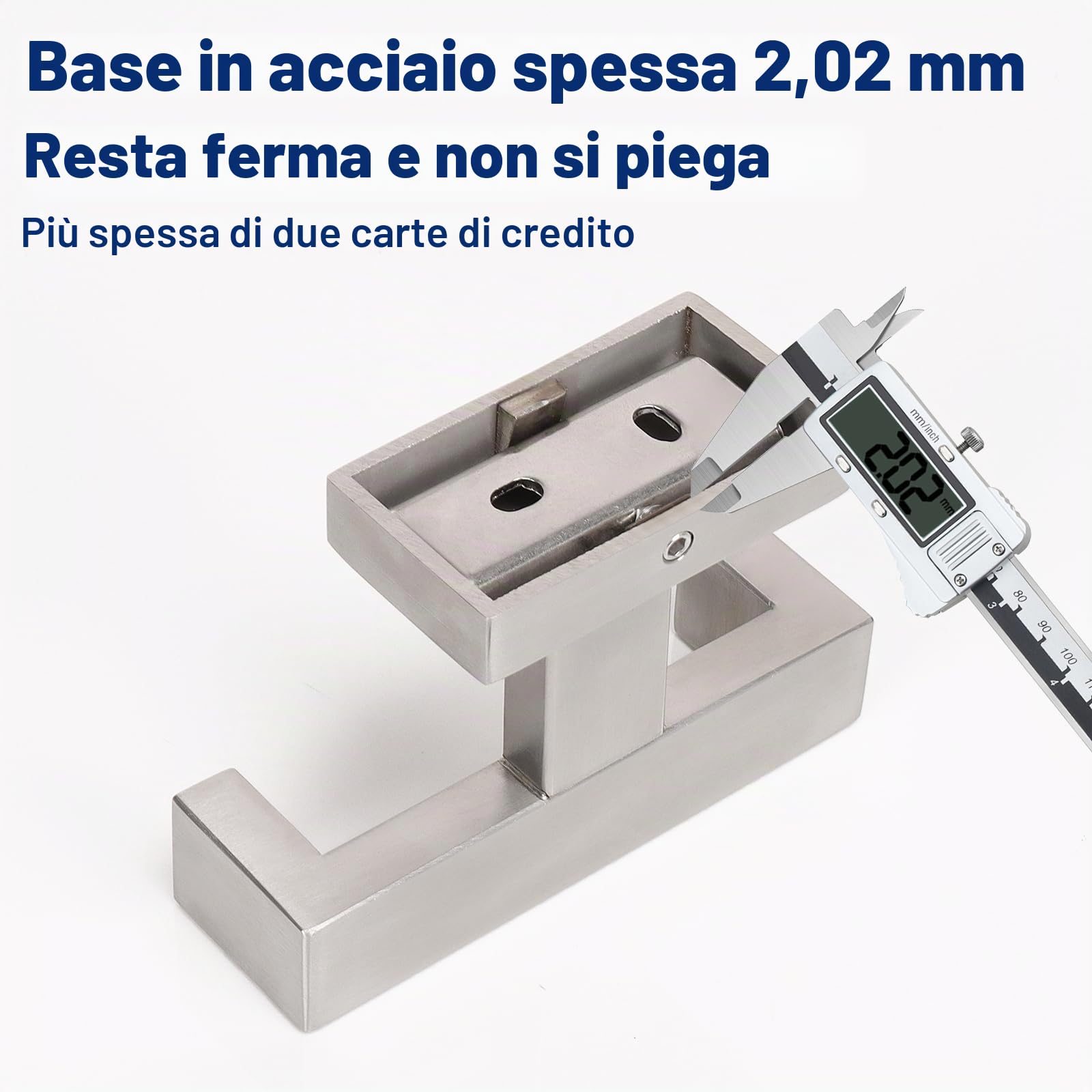 NearMoon Gancio doppio per asciugamani da bagno, in acciaio inox SUS304, quadrato, resistente, antiruggine, doppio gancio appendiabiti per bagno, soggiorno, cucina, montaggio a parete, confezione da 2