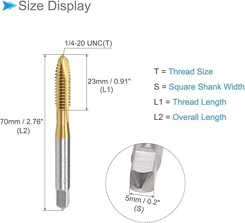 Miniatura 2 de CoCud Tapones de punta en espiral, rosca 14-20 UNC, grifo de rosca de acero de alta velocidad 6542 con revestimiento de titanio - (Aplicaciones para
