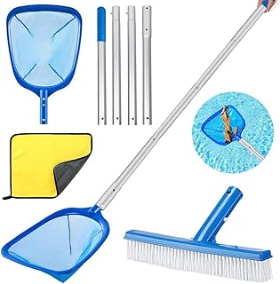 Rede piscina limpeza com vara 187 cm, rede piscina de malha fina com escova piscina, kit limpeza piscina, apanhador folhas de piscina, limpa piscinas recolhe folhas, para piscina, lagoa