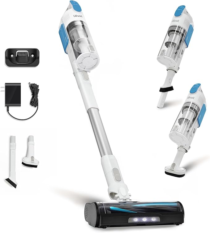 LEVOIT Cordless Vacuum Cleaner, Stick Vac with Tangle-Resistant Design, Up to 50 Minutes, Powerful Suction, Rechargeable, Lightweight, and Versatile for Carpet, Hard Floor, Pet Hair, LVAC-200