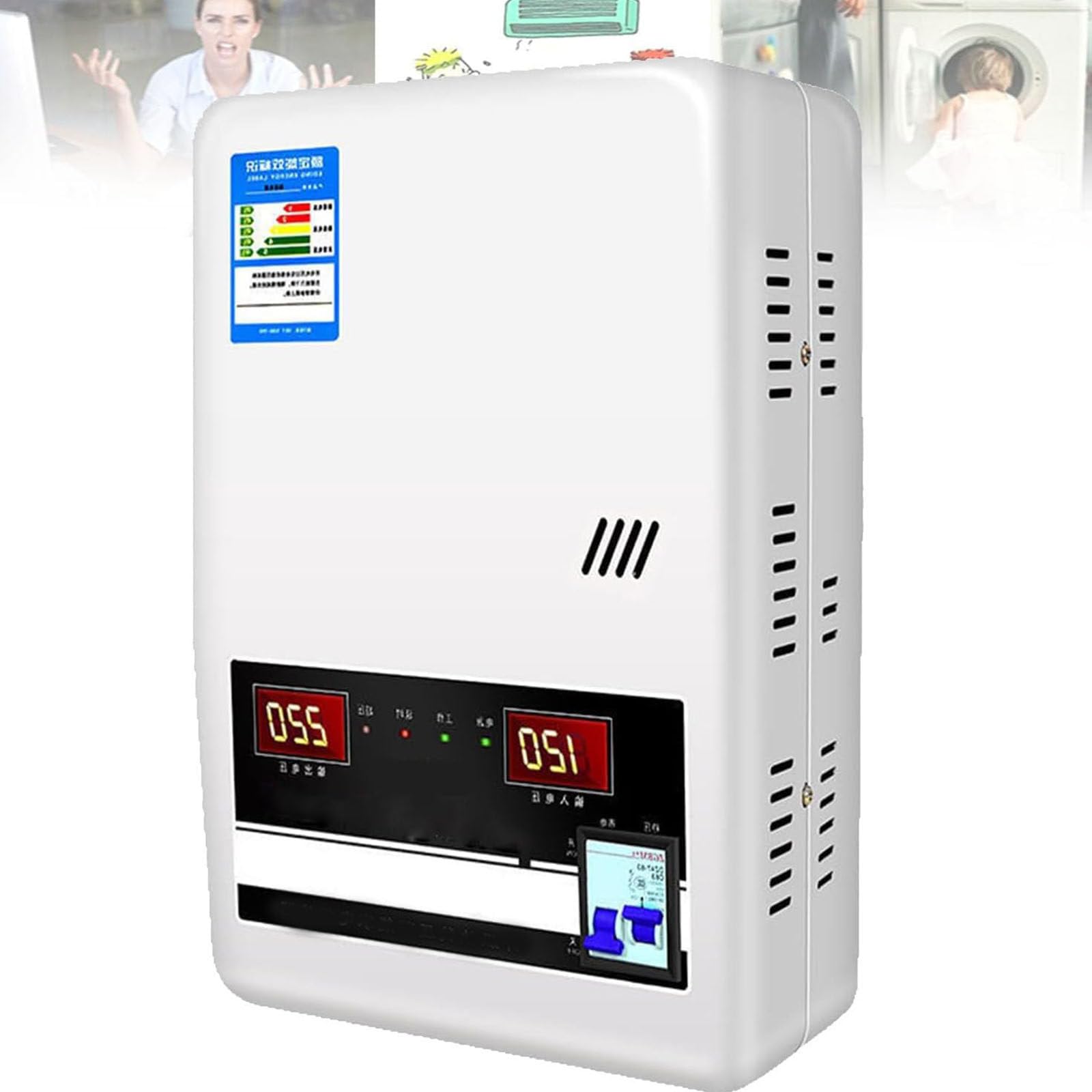 Estabilizador Automático de Tensión,Estabilizador Monofásico CA Fuente de Alimentación Montaje en Pared o en Plano 220V Alta Eficiencia de Conversión 120V-280V,20000W