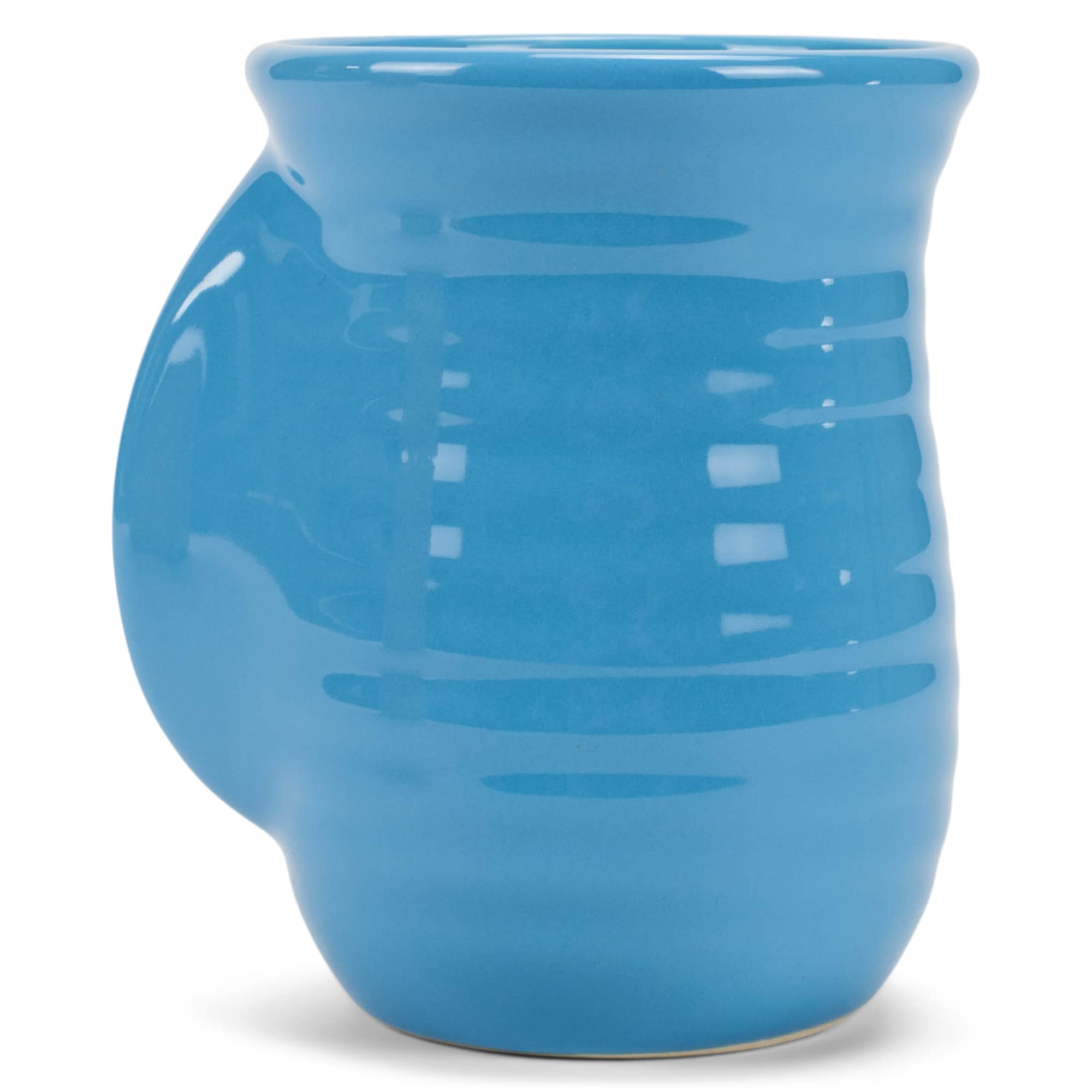 Elanze Designs Ribbed 14 ounce Ceramic Stoneware Handwarmer Mug, Ice Blue