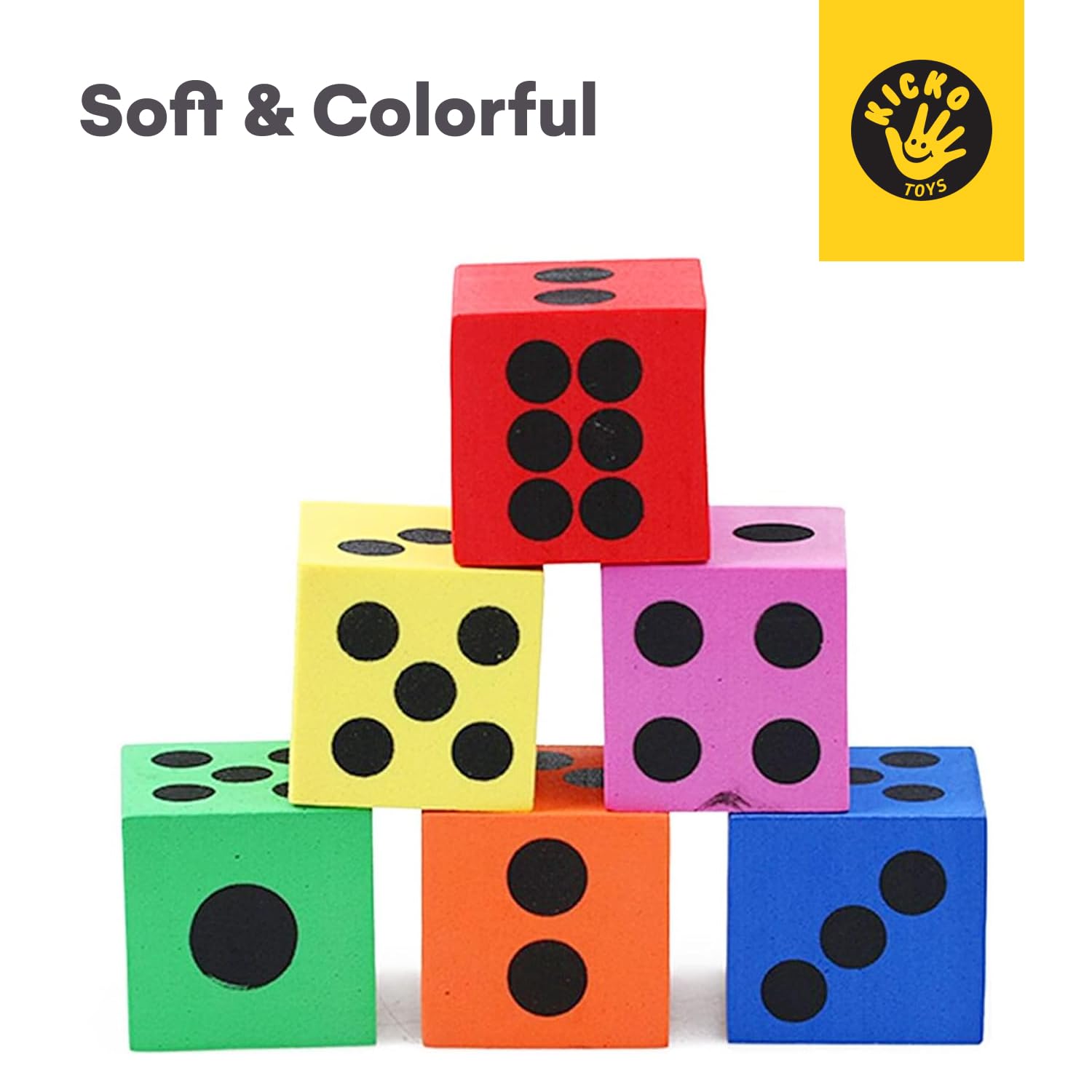Foam Dice Set - 24 Colorful Dice for Games & Learning -6