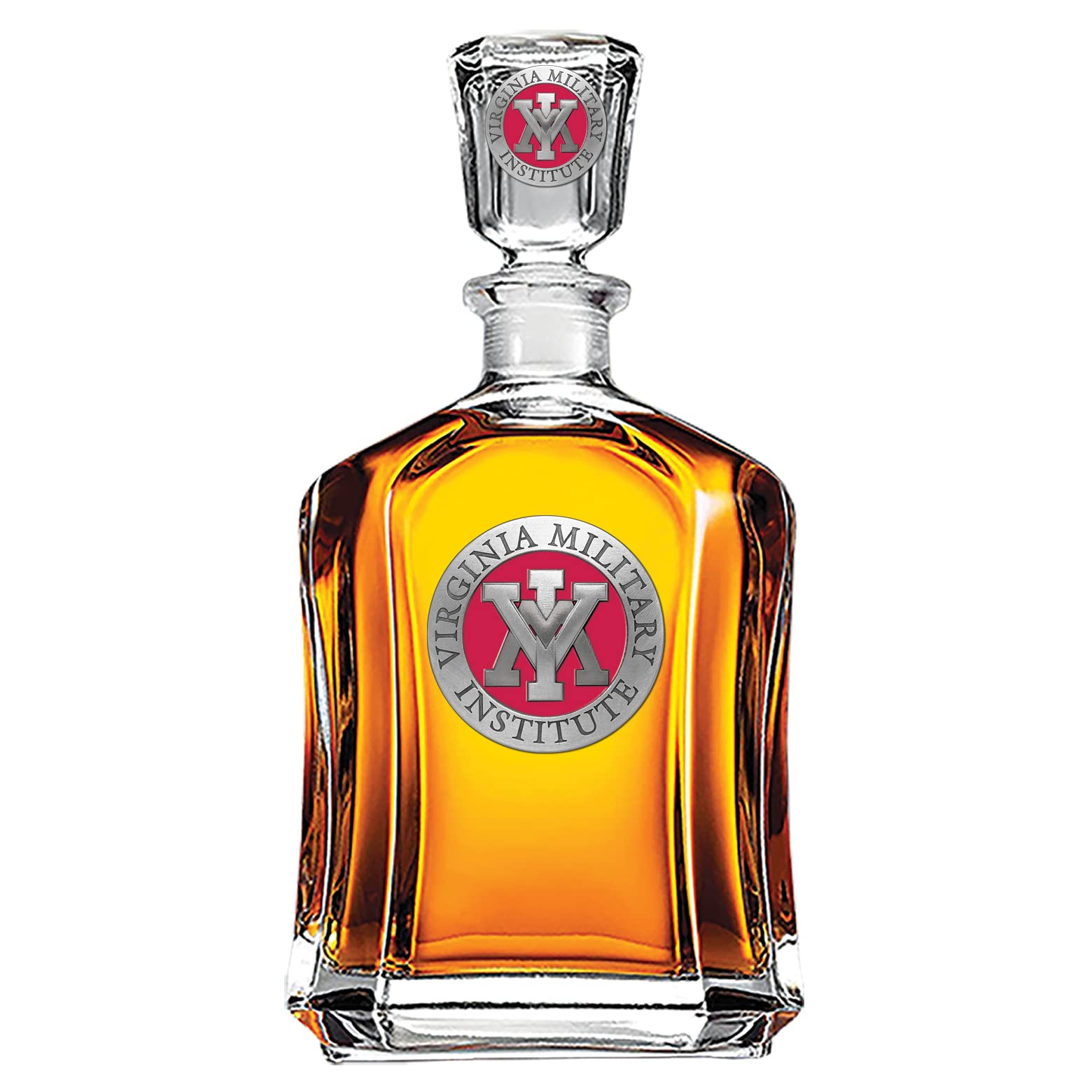 Heritage Pewter Virginia Military Institute Capitol Decanter | 24 OZ Whiskey Decanter for Liquor with Airtight Stopper | Expertly Crafted Pewter Glass