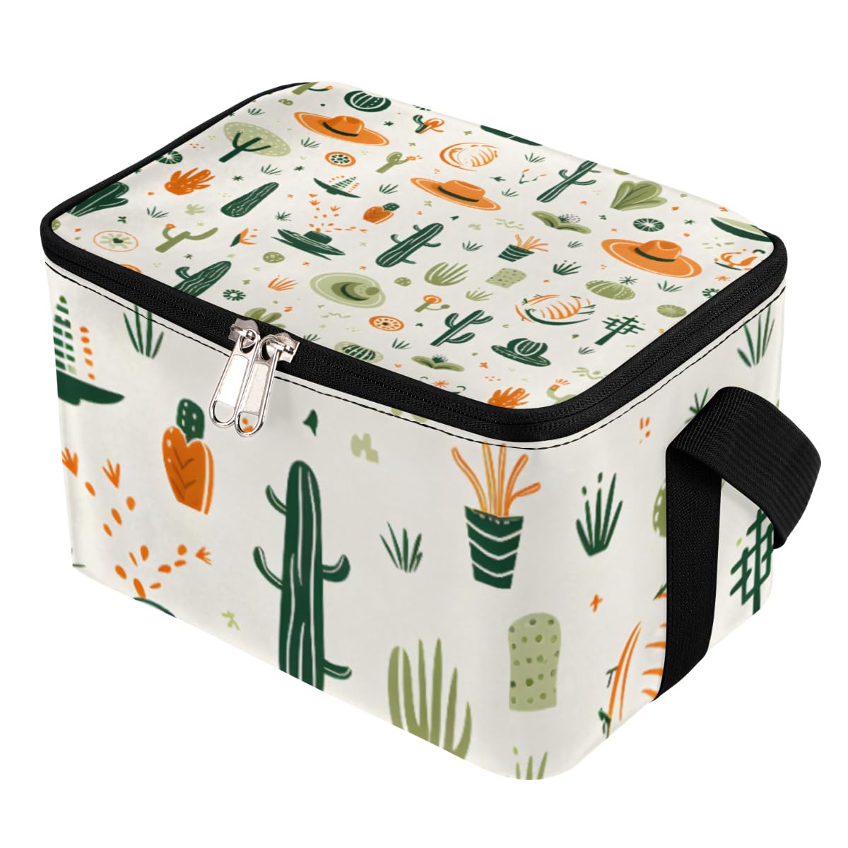Lunch Bags for Women Men 9 Cans,Cactus and Hat Hot & Cold Food Delivery Bag Insulated Grocery Bag Insulated Lunch Box Cactus Cooler Bag for Office Work Picnic Beach