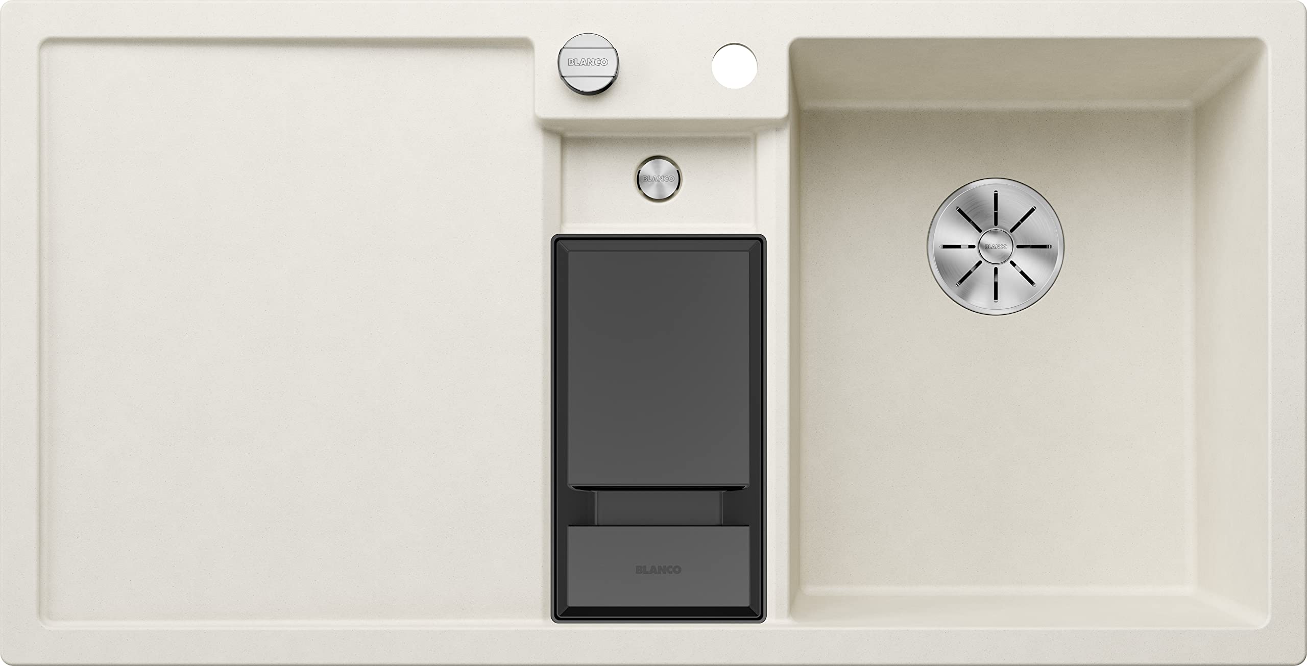 BLANCO COLLECTIS 6 S | Granitspüle aus SILGRANIT softweiß | [100x51x20,2 cm] | für 60 cm breite Unterschränke | Hauptbecken rechts | Reinigungsfreundlich | Großes Becken