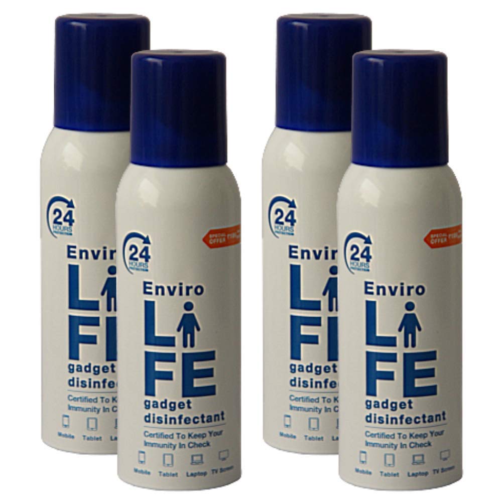 Envirolife - 24 hours protection with single spray Alcohol Based Gadget Disinfectant - 04 Pack 100ML with 950+ sprays each