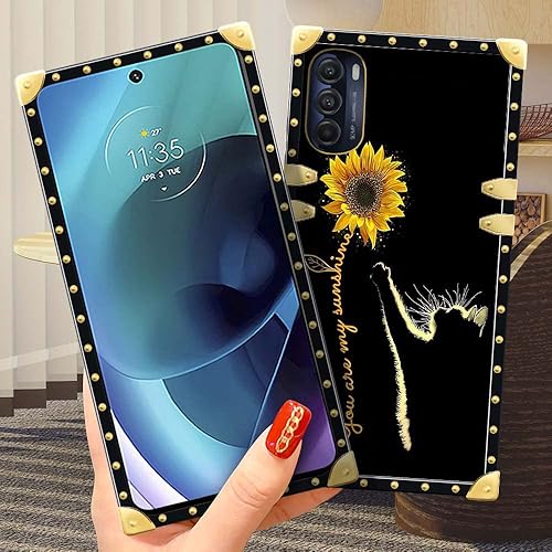 Miniatura 2 de DAIZAG Funda para Motorola Moto G 5G 2022, decoración dorada de girasol, funda protectora suave y delgada, antiarañazos