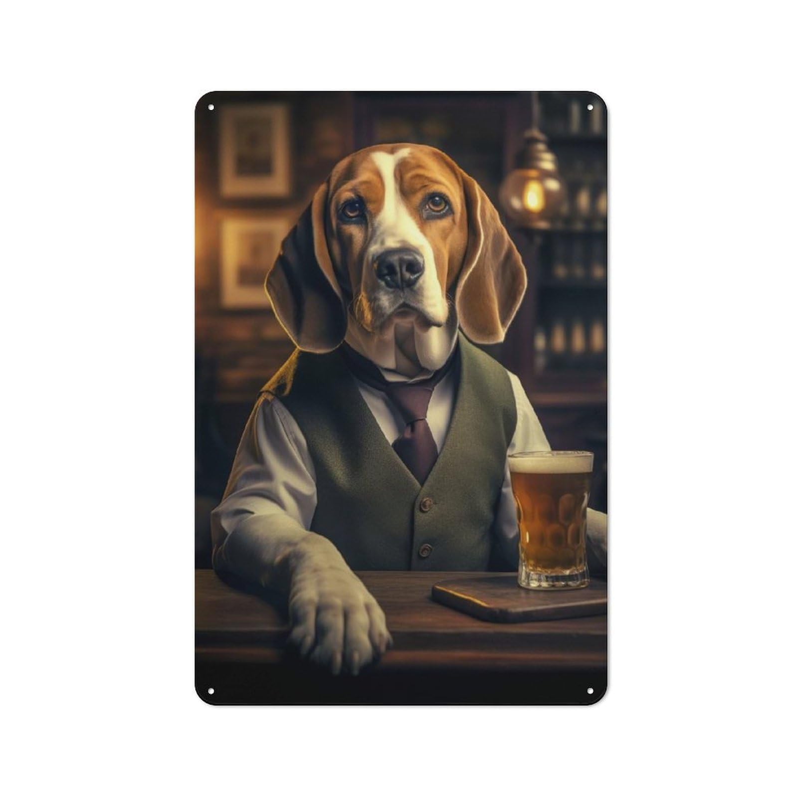 Junmoney Beagle In The Pub Retro Metal Plaque 30X20cm Featuring For Home Bar Wall, For Room Styling Across Home Bars And Entertaining Spaces