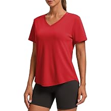 PINSPARK Soft Workout Tops for Women Short Sleeve V Neck Moisture Wicking UPF 50+ Sun Protection Quick Dry Gym Shirts