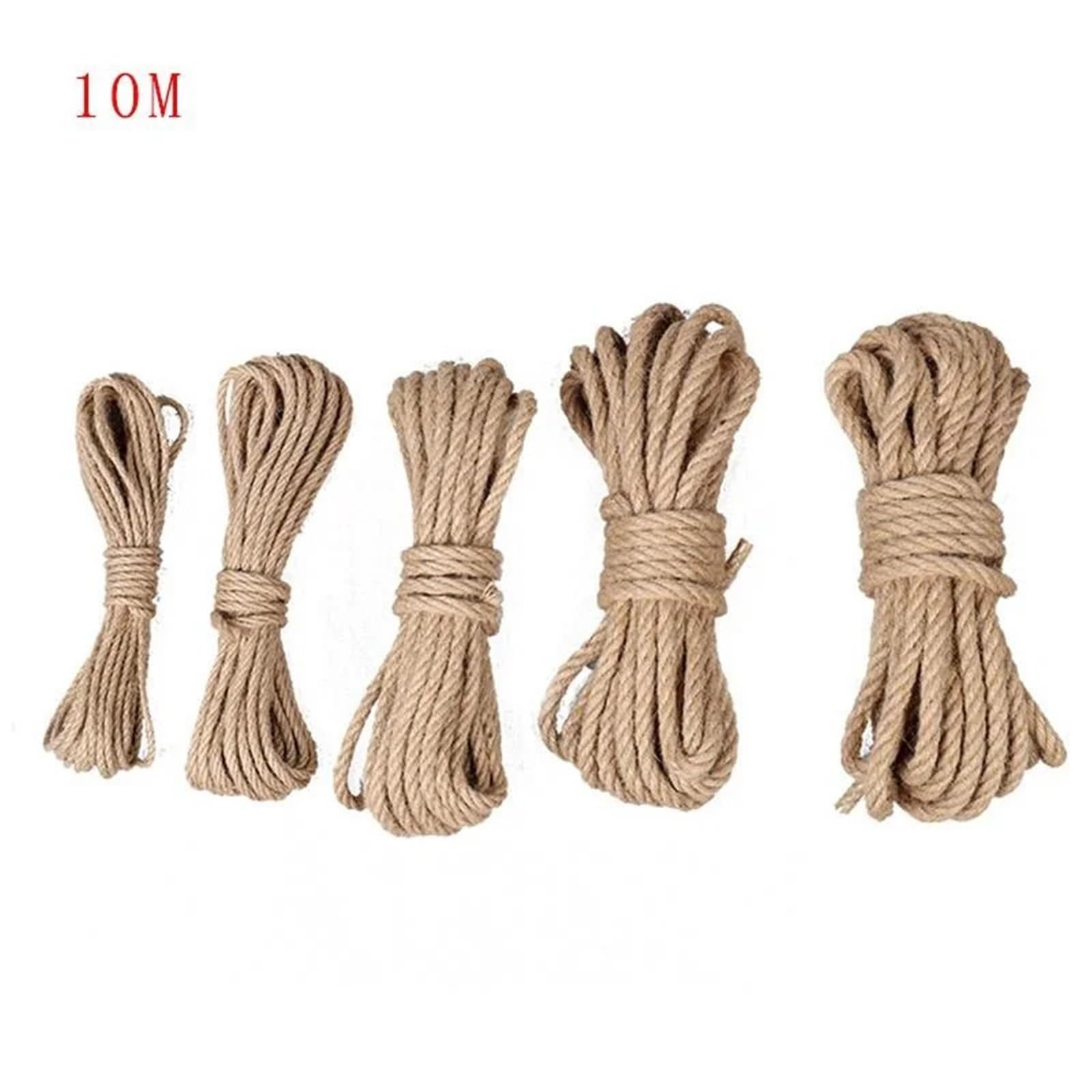Corda Canapa Naturale 10M Corda di iuta naturale Spago intrecciata Macrame String DIY Craft Decorazione fatta a mano Pet Scratching 4mm-12mm