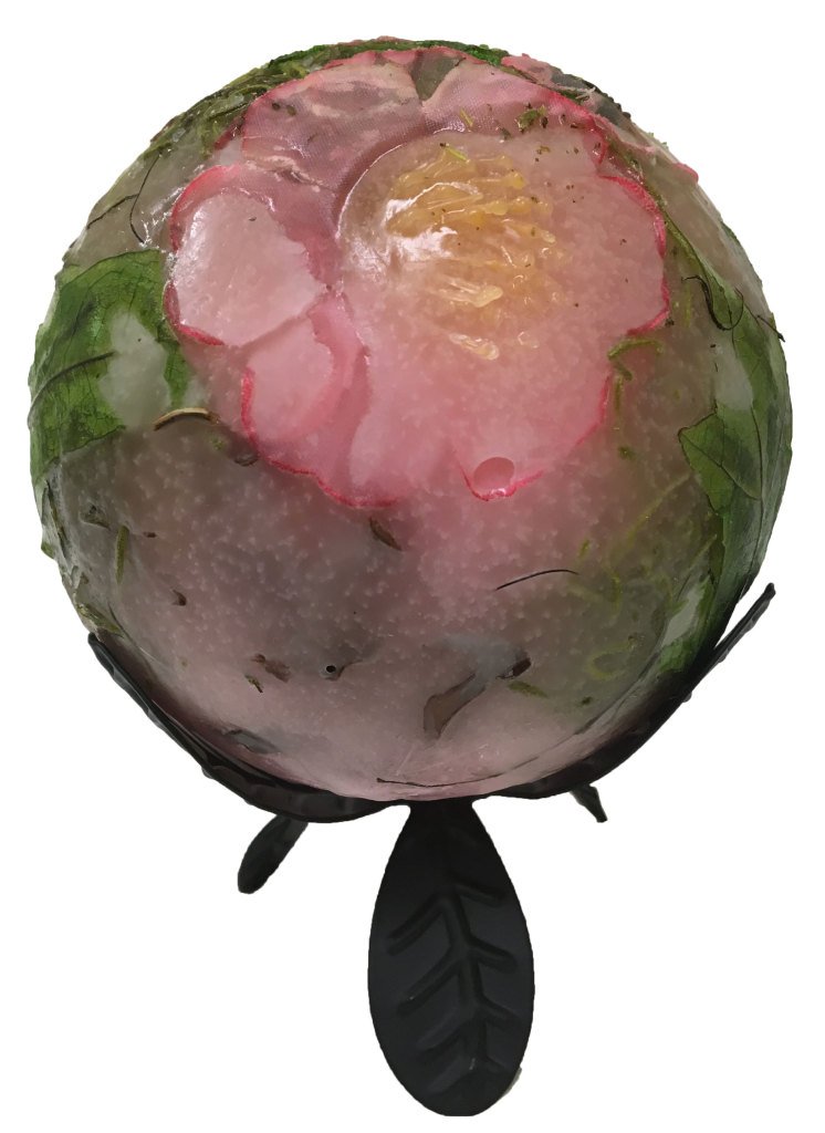 Habersham Candle Wax Pottery Spheres, 4-Inch Diameter with Black Trillium Stand, Cherry Blossom