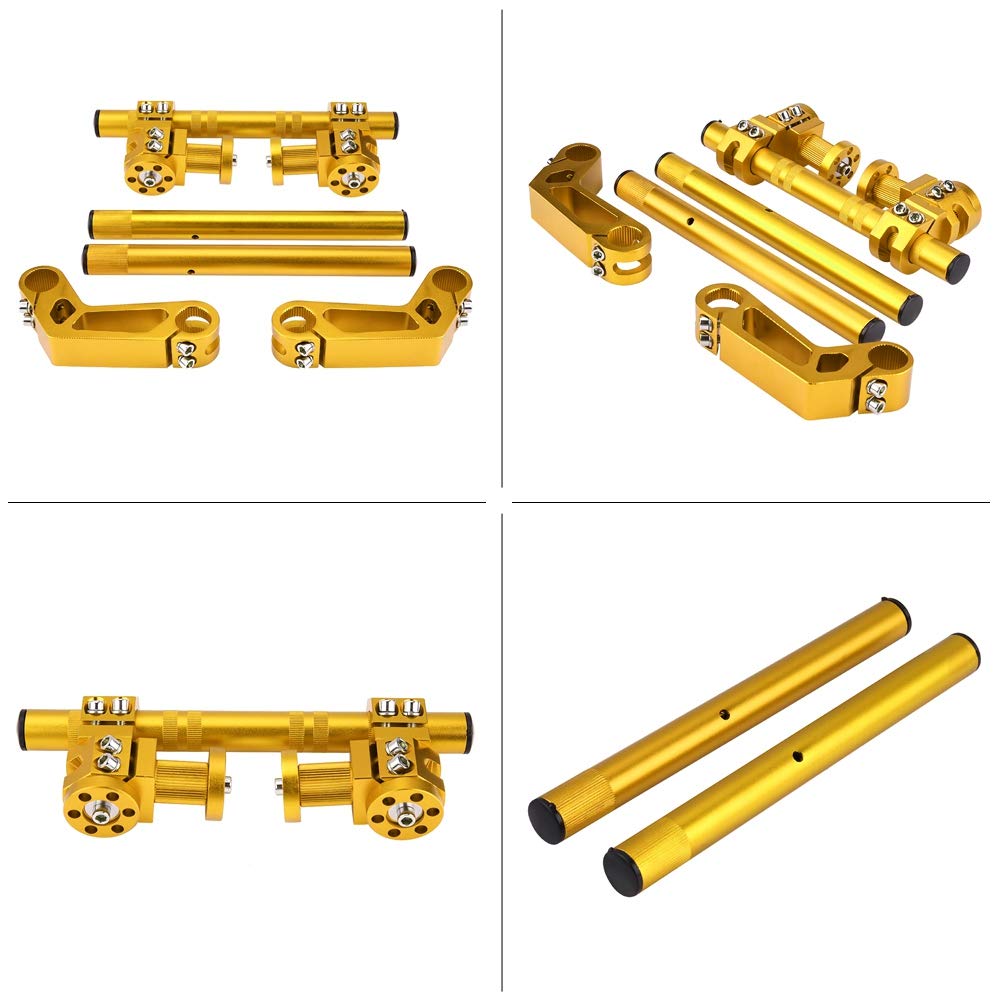 di manubrio regolabile CNC da 7/8" (22 mm) per moto, manubrio in alluminio ricavato dal pieno per pit bike e dirt bike da 125, rimovibile con regolazione dell'altezza e (Oro)