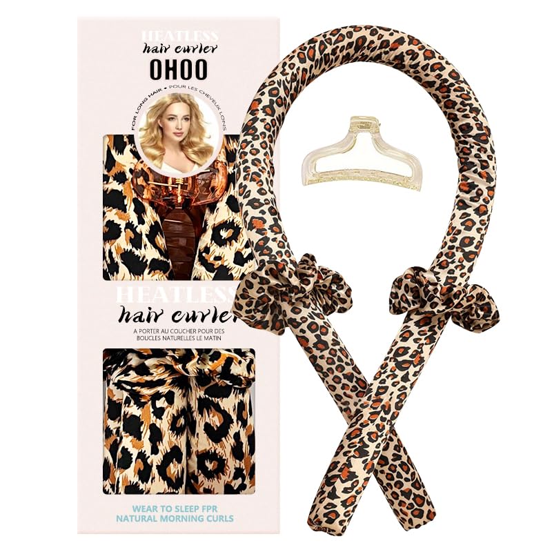 Satin Heatless Hair Curler Set Hair Rollers No Heat Curlers Curling Rod Headband with Hair Ties Clip Black