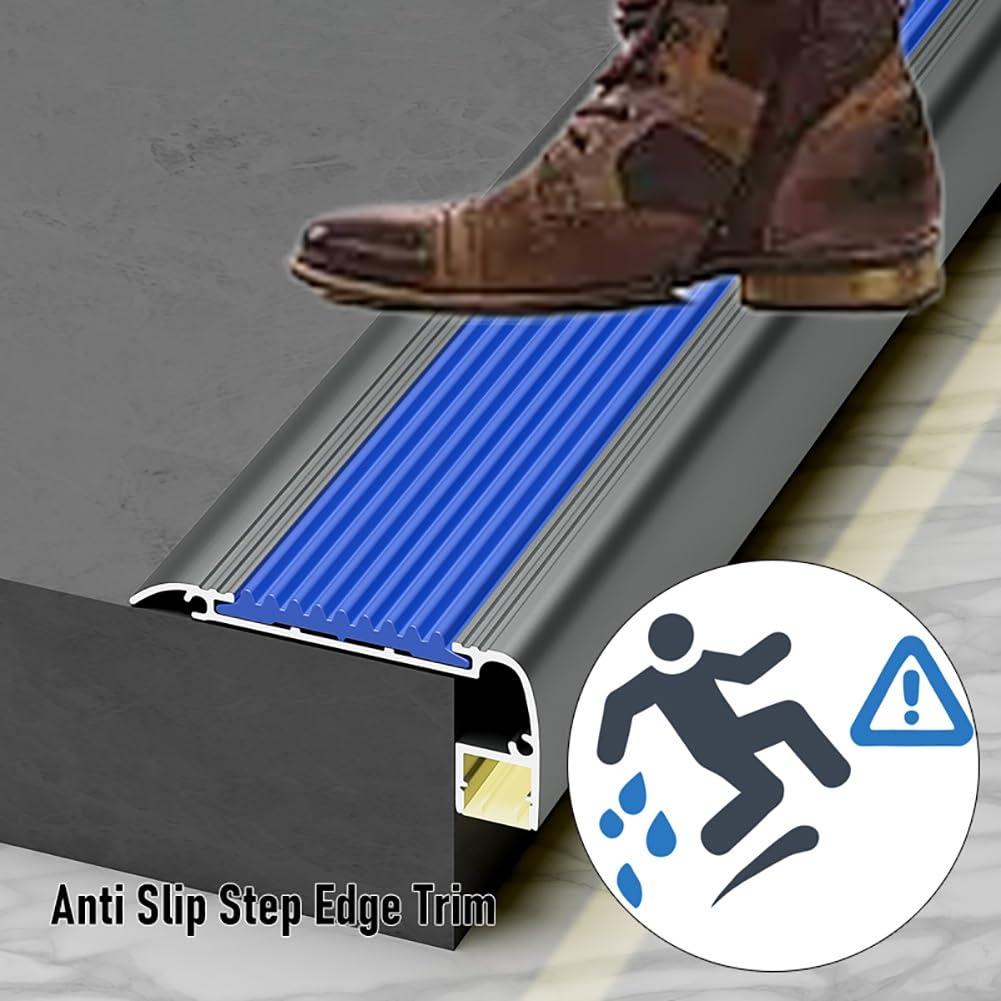 Aluminium-LED-Stufe Ed-Profil L-Sd rutschfeste Treppenkante für den Innen- und Außenbereich, 100/134 cm Länge (Rot 120 cm) – erhöht die Sicherheit und Sicherheit
