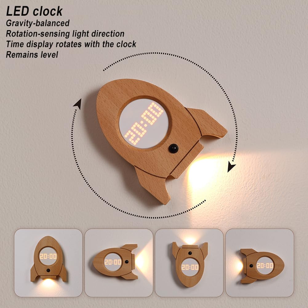 Lampada da parete in legno con Sensore di Movimento, Luce da Parete senza Fili a Batteria, Senza Allacciamento Elettrico, Luce Notte con Sensore Magnetico, Interruttore,A