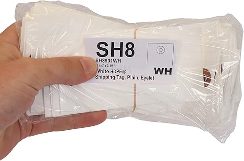 Miniatura 4 de SmartSign Etiquetas de envío blancas en blanco de 6.25 x 3.125 pulgadas con ojales de metal (tamaño 8), plástico HDPE de 7.5 mil, para escribir,