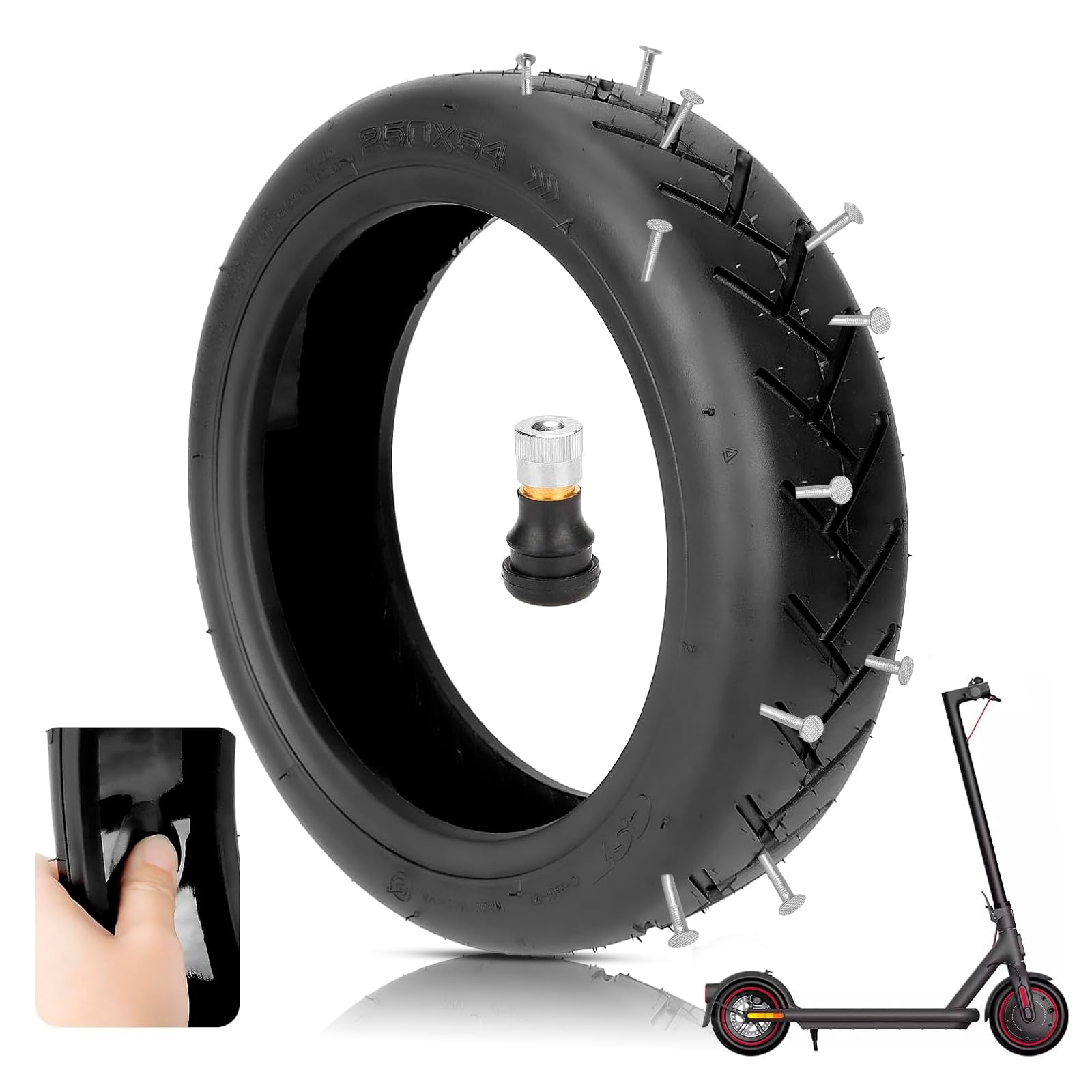 250 x 54 Pneu tubeless auto-réparant 10 pouces Pneu tubeless pour Xiaomi 4 Accessoires de pneu de rechange