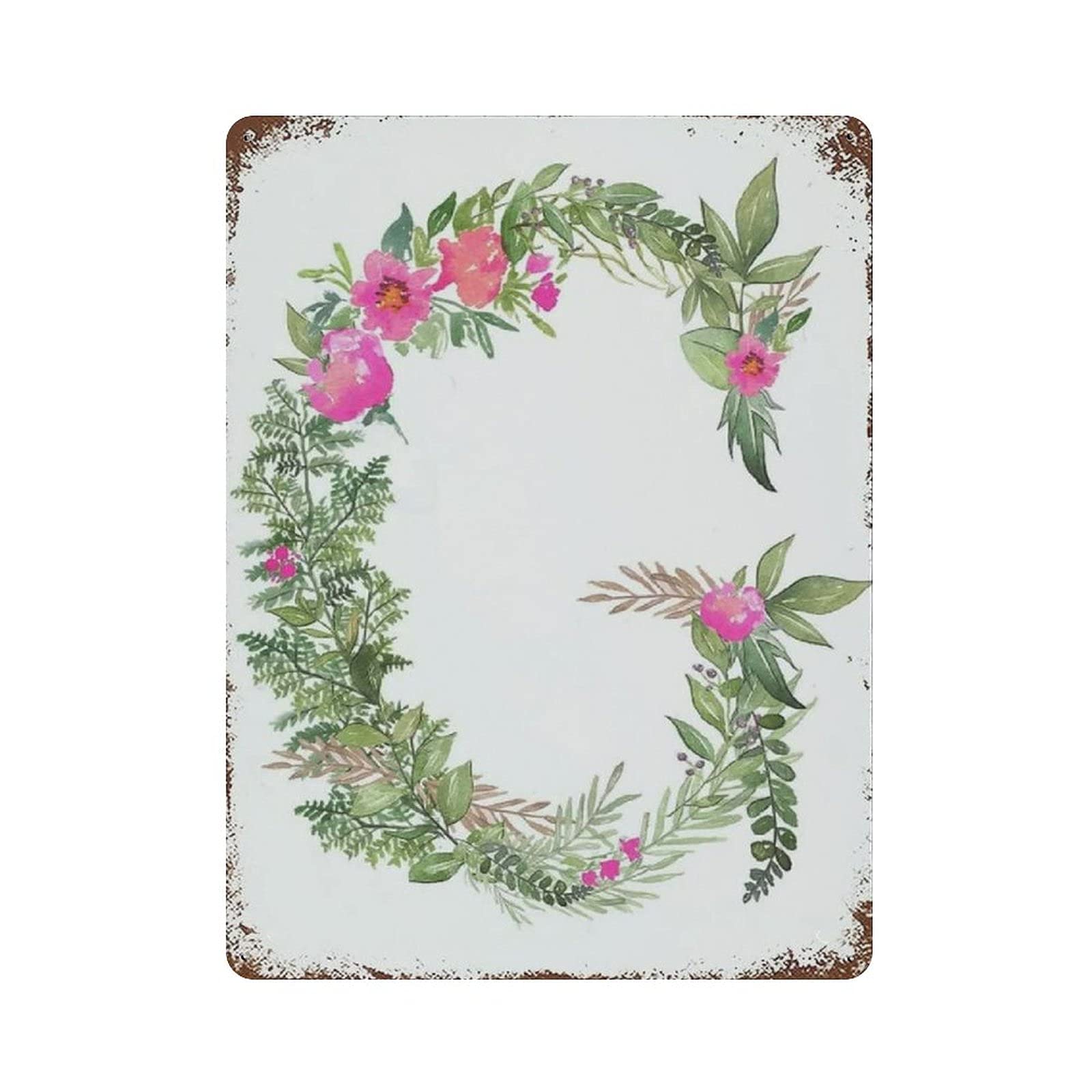 G Wall Letters Nursery Letters Floral Metal Signs, Fun Poster For Bar Kitchen Cafe Farmhouse Wall Decor 12x16 inch