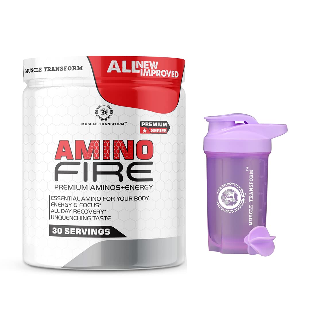 Muscle Transform Amino Fire Advanced BCAA Supplement with Glutamine - Pre/Post Workout & Intra Workout Supplement | Muscle Recovery Drink with Amino Acids | Muscle Protein Synthesis - Lean Muscle - Improved Performance - Hydration for Men & Women [30 Servings, Mix Berries] Free Gym Shaker Sipper Bottle-image-17