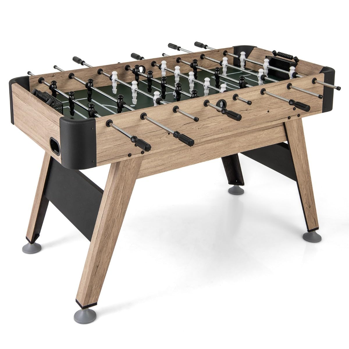 Table de Baby-Foot sur Pied 138 x 67,5 cm 2 Ballons et 26 Joueurs Design Moderne en MDF Naturel 20_0013896