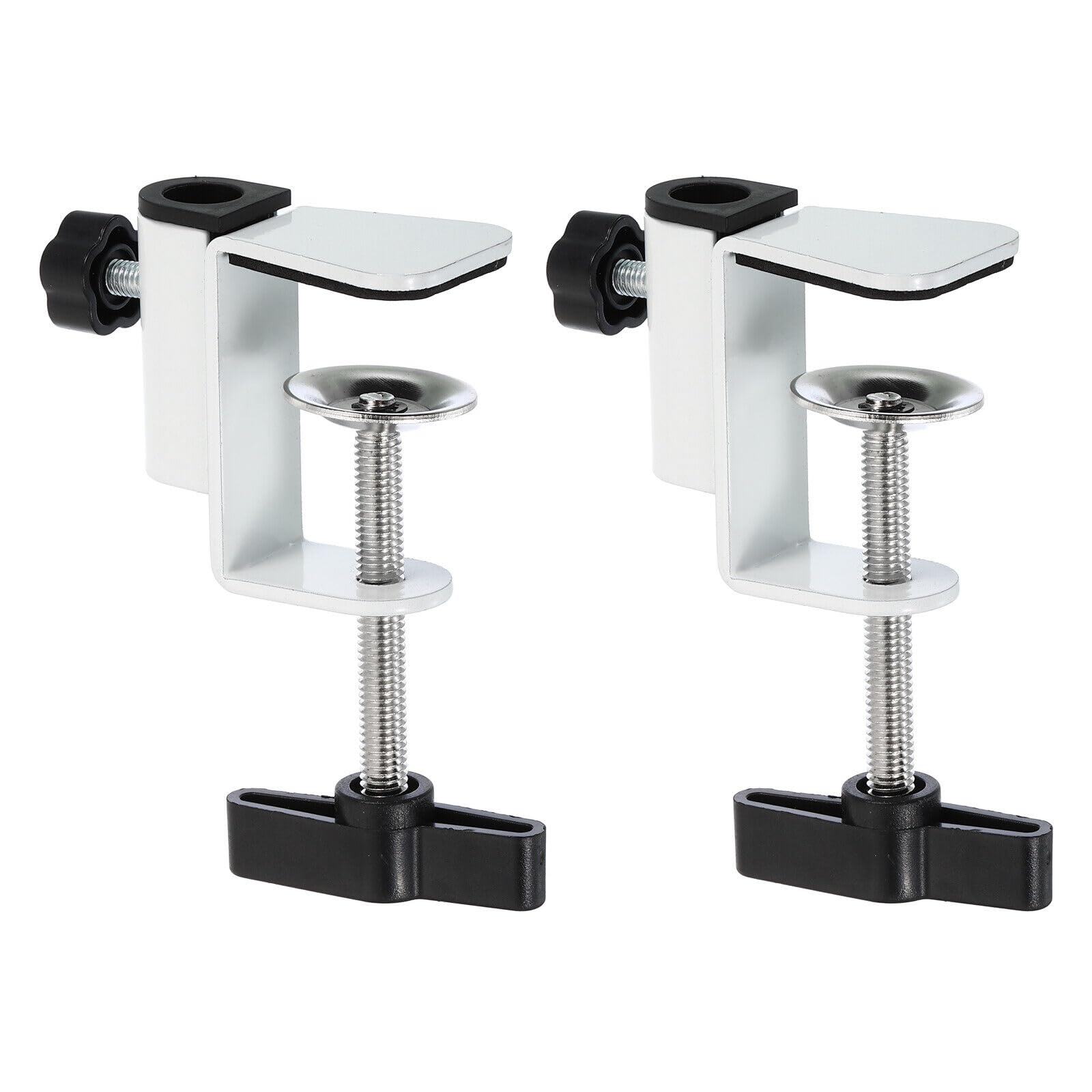 #US 2Pcs 0.49" Hole Dia. C-Clamp Desk Clamp For Table Lamp Mic Arm White