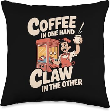 Claw Machine Game for Arcade Gamers and Toy Enthusiasts Throw Pillow