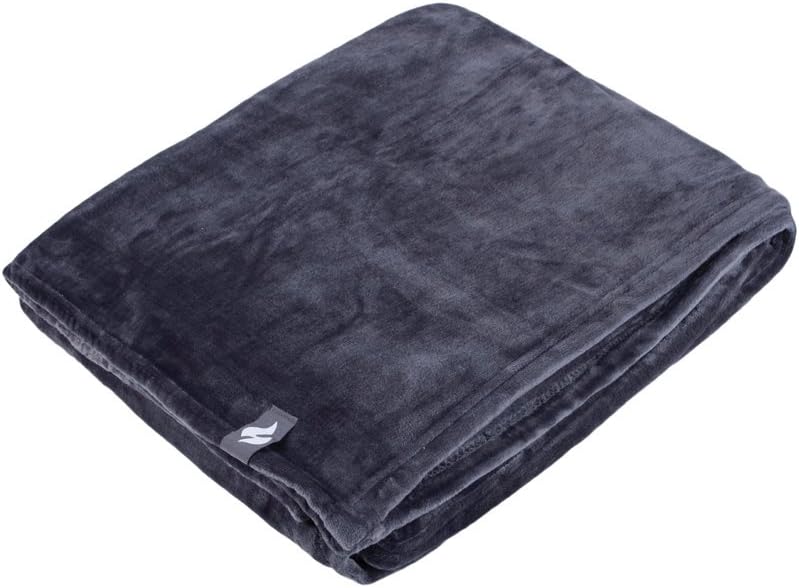 HEAT HOLDERS - Oversized Warm Super Soft Winter Thermal Fleece Throw Blanket (Grey)