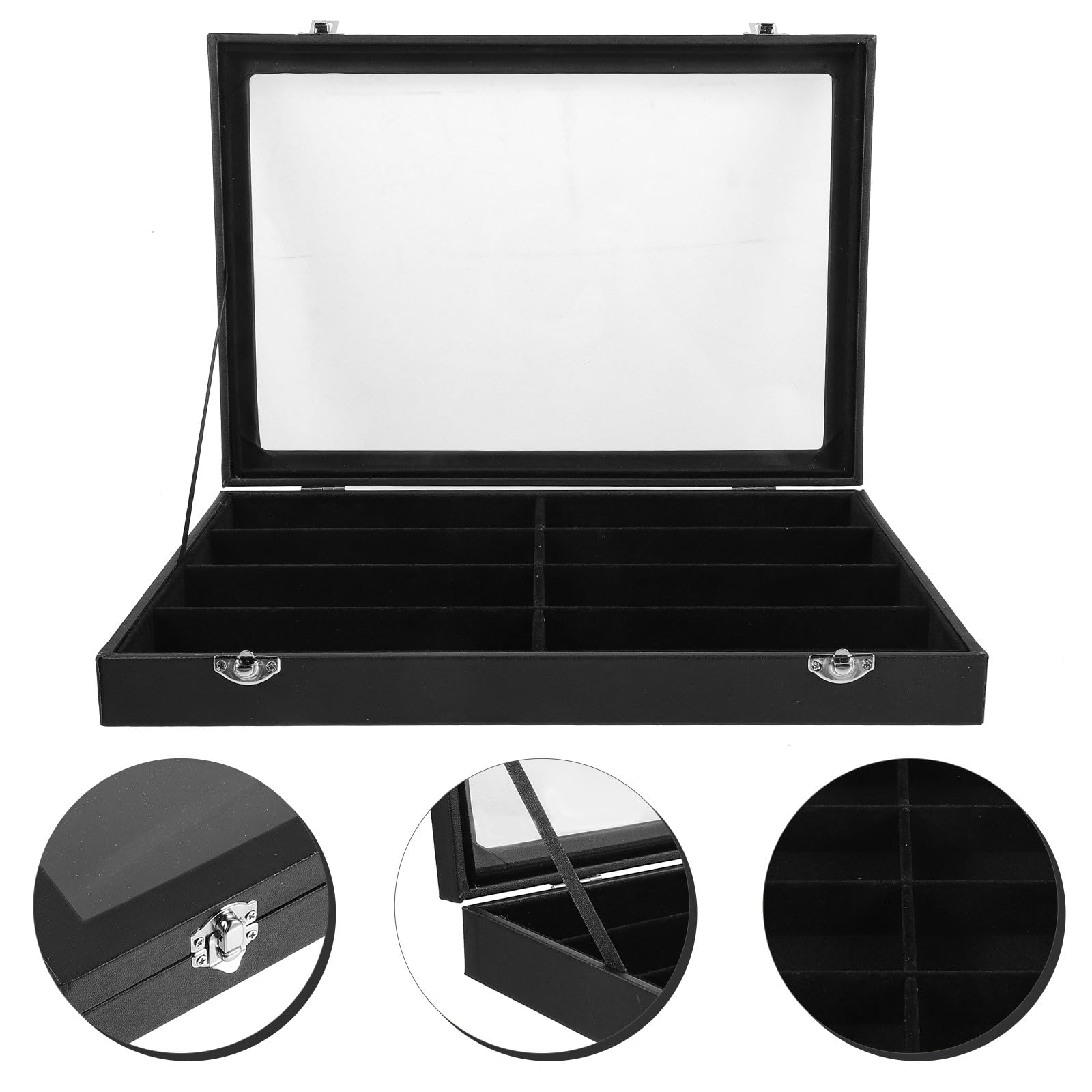 Housoutil Organizador Negro de 8 Compartimentos de Gafas de Sol en Cuero