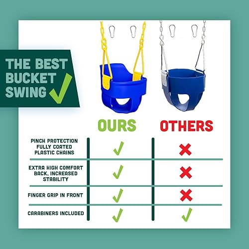 Miniatura 23 de Asiento de columpio para niños pequeños con respaldo alto y agarre para los dedos, cadenas recubiertas de plástico y mosquetones para una fácil Rosa