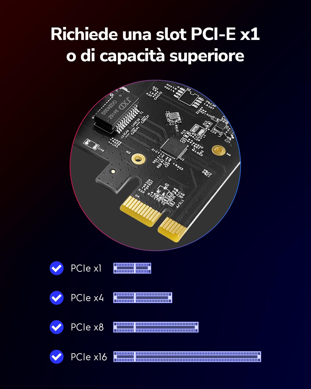 Cudy Adattatore di rete PCI Express da 2,5 Gbps, scheda PCIe da 2,5 GBase-T, staffa a basso profilo, Windows 10/8 / 8.1/7, Windows Server 2012, 2008, Linux, PE25