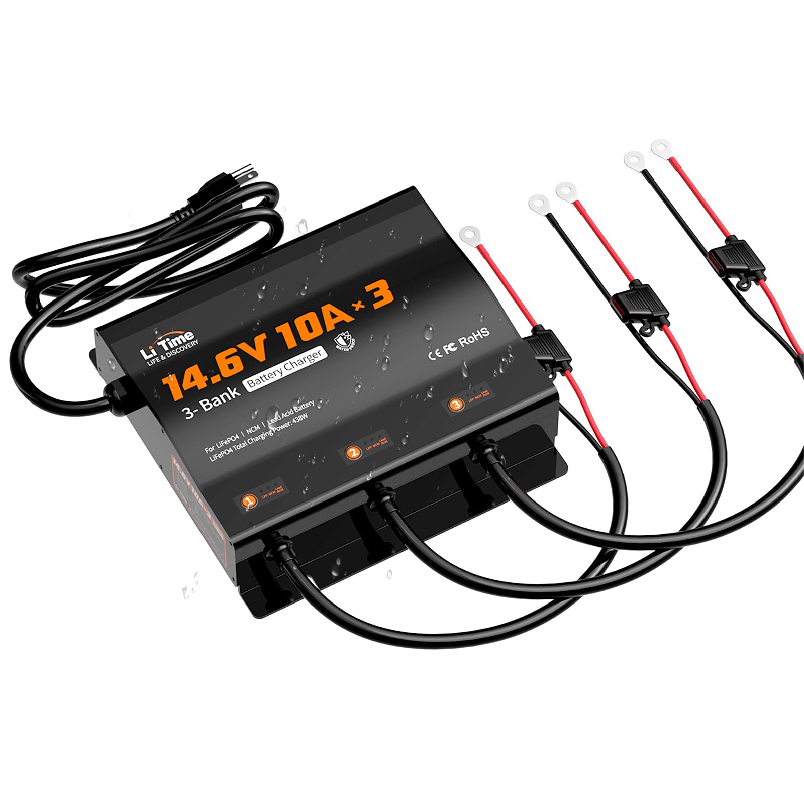 LiTime 3-Bank 10A (10A/Bank) Smart Battery Charger