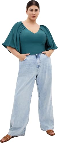 City Chic Women's Plus Size Top - Peta, 14 Foliage Green