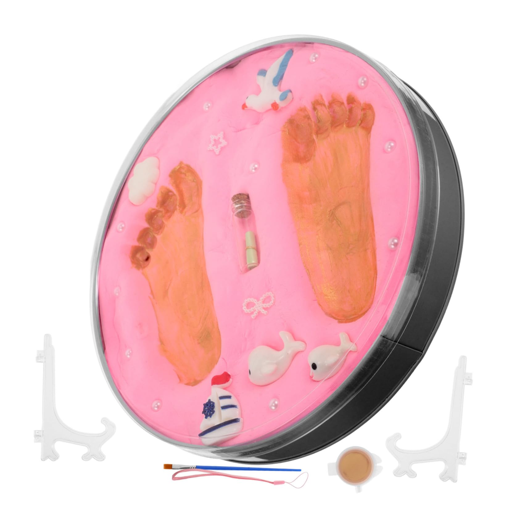 ERINGOGO Kit de Huellas de Ñiño Recién Nacido, Recuerdo para Manos y Pies, Color Rosa, Impresiones Claras y Detalladas para Baby Shower y 100 Días