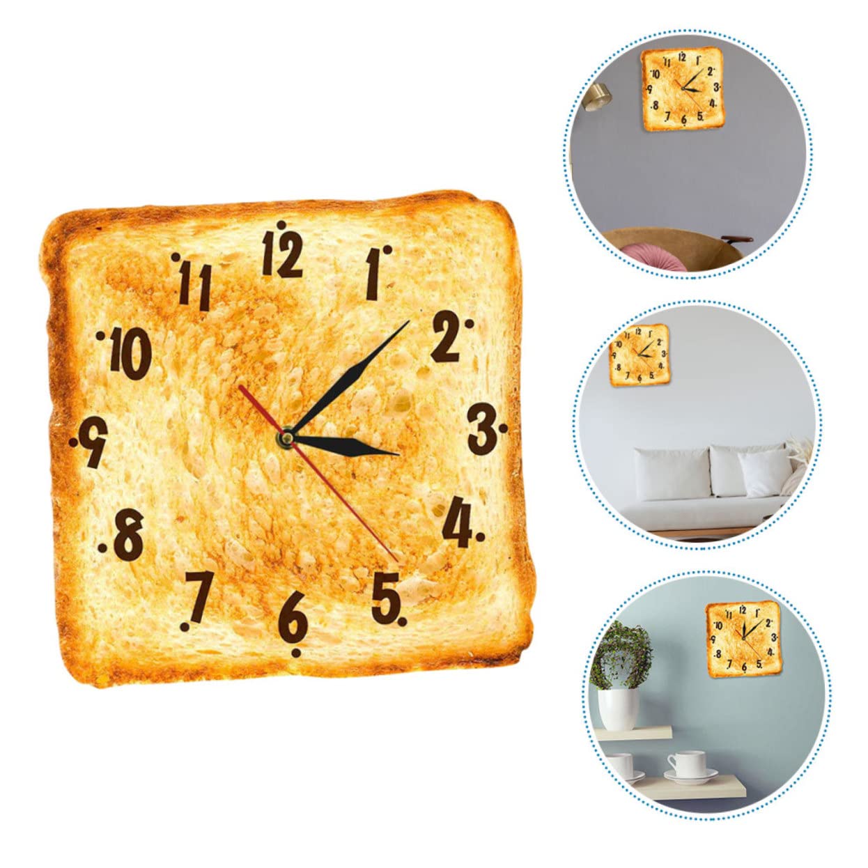 Reloj de Pared Colgante Moderno Forma de Pan de Plástico para Decoración de Cocina y Panadería, Diseño Versátil y Función de Preciso