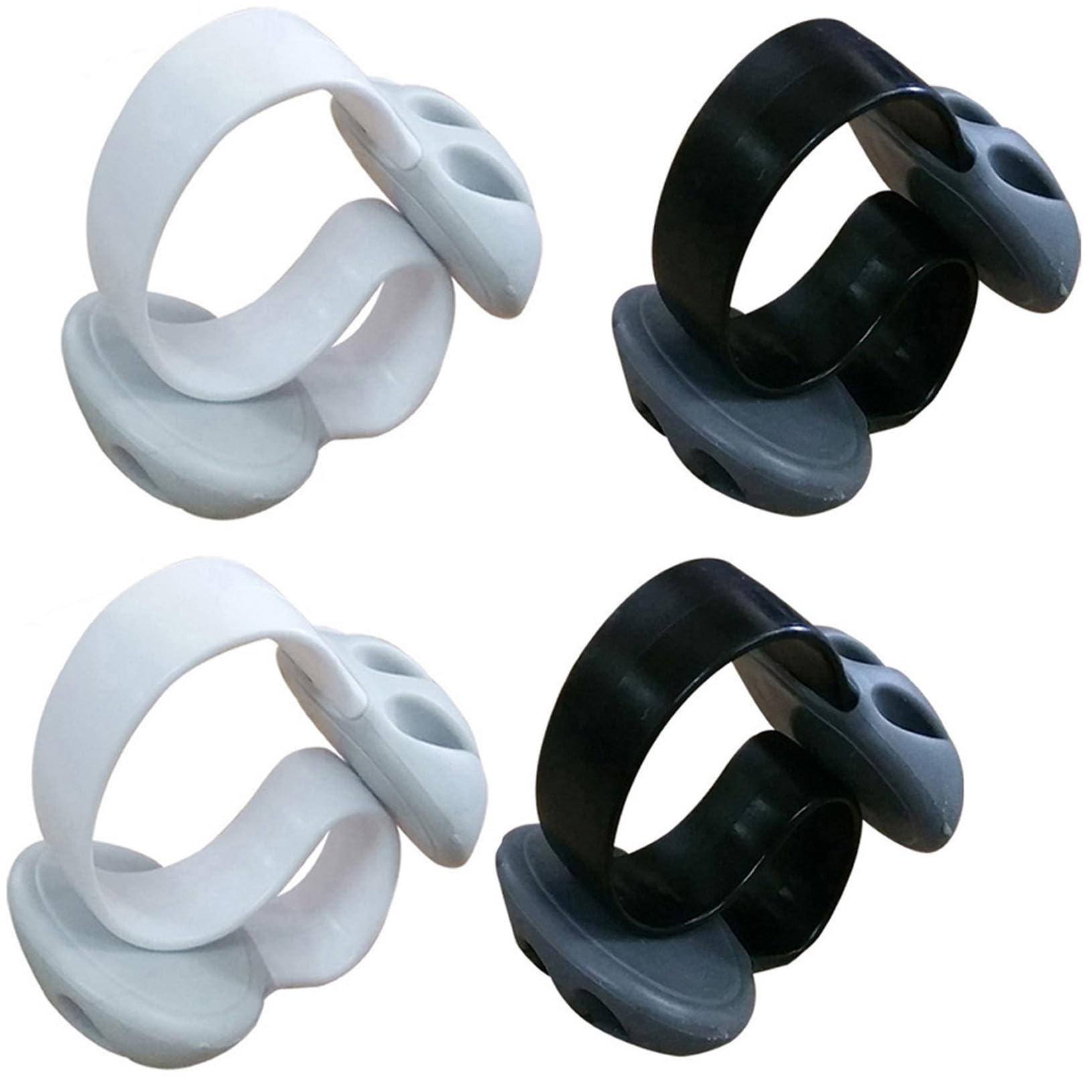 Condello Casa Kabelclips Kabelklemme Schreibtisch nicht Klebend, Kabelhalter Kabelschellen Tischkante Gewichtet, Silikon Draht Kordel Kabelbefestigung Halter für PC Handy Ladekabel (2 Weiss+2 Schwarz)