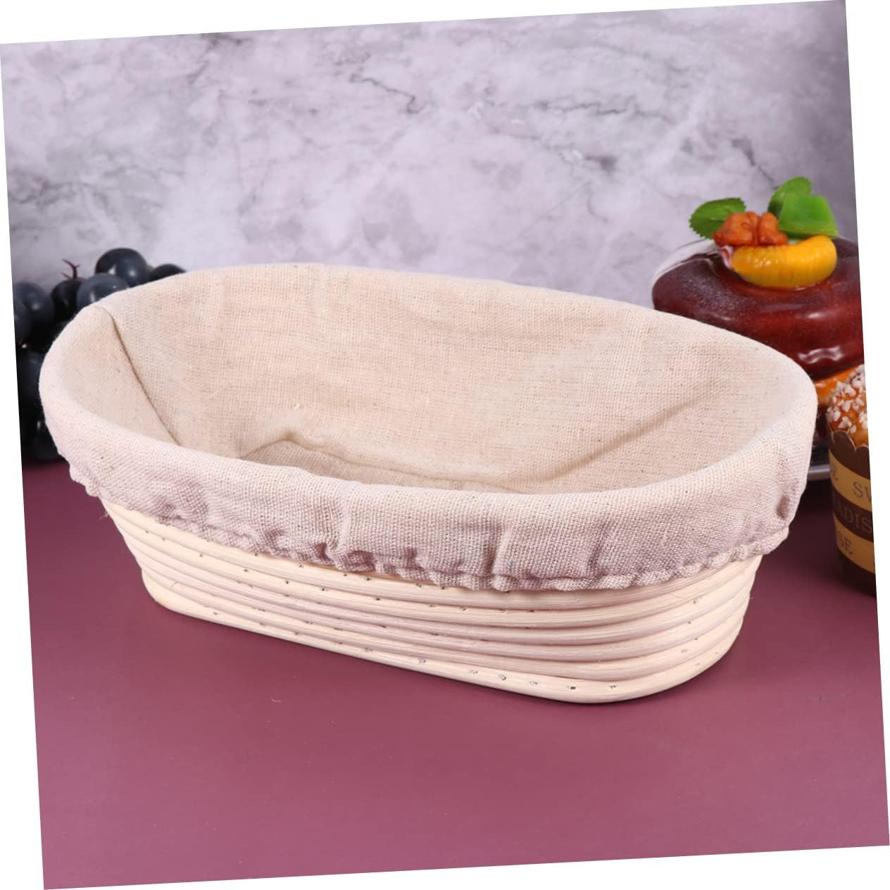 2sets Rattan Baskets Bread Proofing Bins for Sourdough Bread Containers Liner Lid Banneton Proofing Basket