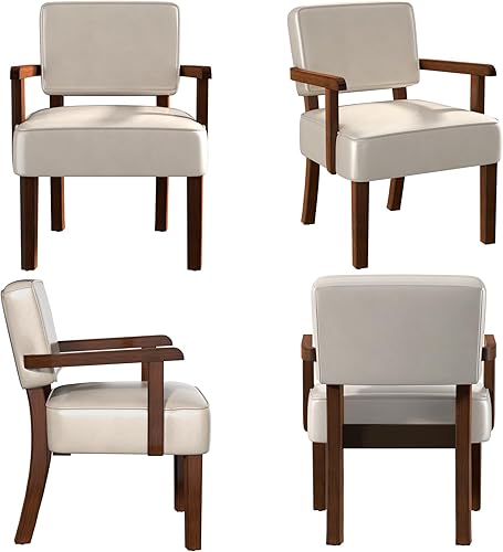 Miniatura 5 de Silla decorativa, silla de piel sintética para sala de estar, sillón de gran tamaño con asiento suave y reposabrazos para dormitorio, comedor,