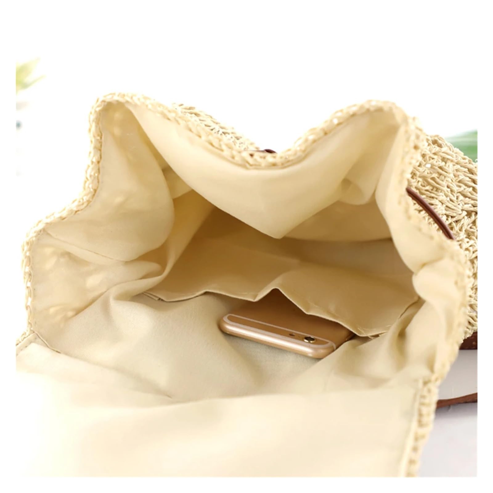 Zaino da Donna in Paglia Intrecciata a Mano, Casual, da Spiaggia, per Vacanze, a Tracolla, a Secchiello