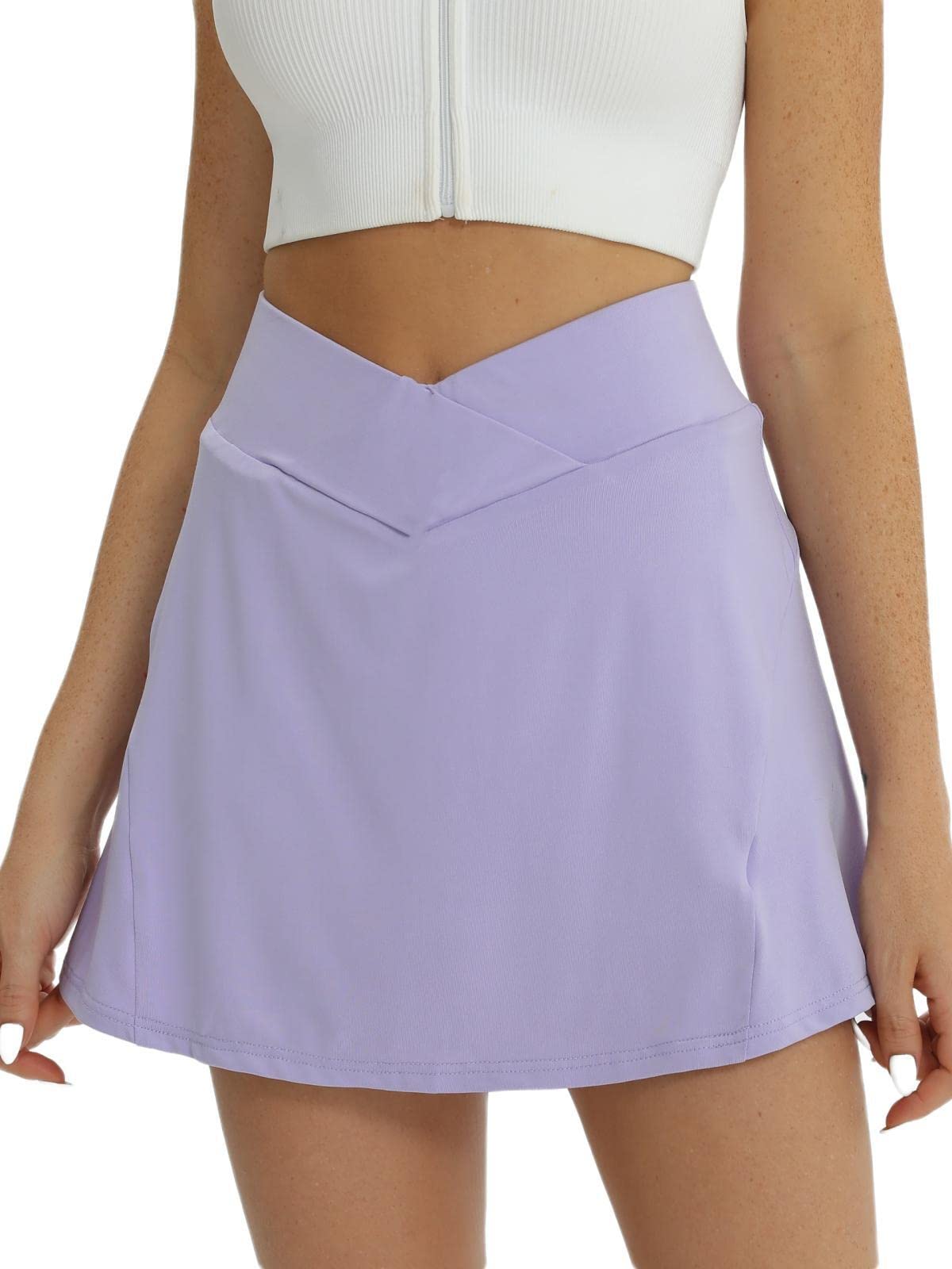 fuinloth Women's Sports Skirt Tennis Skort Short Skirt Shorts Pleated High Waist with Pockets