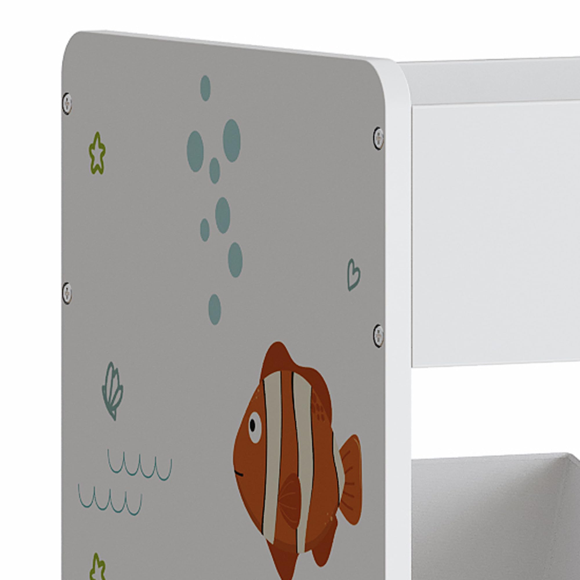 [en.casa] Estantería Infantil Søndreland Librería con Motivos Infantiles con Cajas Plegables y Compartimentos Dormitorio para Niños Habitación Infantil 80 x 90 x 30 cm - Aqua Dream