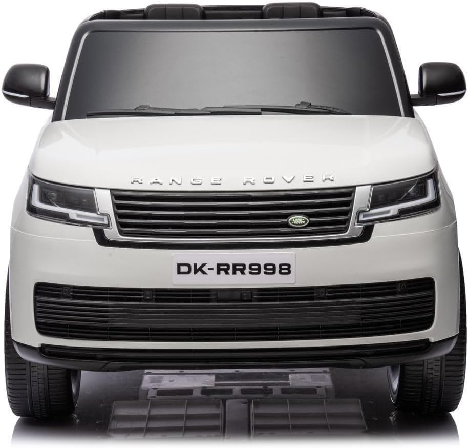 TechPlus-Licensed Range Rover Kids Ride On Car,12V14AH+ 4 Motor Ride On Car 2-Seater Rubber Tire Lether Seat,Remote Control With LED Lights Electric Car for Kids-DK-RR 998(White)