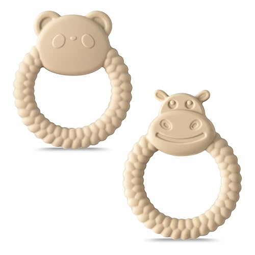 Miniatura 10 de Juguetes mordedores de silicona para bebés, 2 piezas de anillo de dentición temático de verano con temática de océano y playa, mordedores suaves