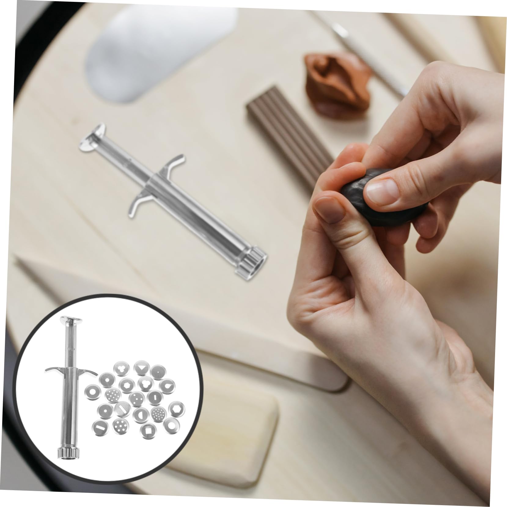 VILLCASE 5sätze Edelstahl-tonextruder-werkzeugen Mit Verschiedenen Spritzdüsen Für Kreative Töpferarbeiten Für -projekte Und Kunsthandwerk